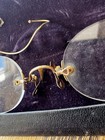 Antique Pince Nez Eyeglasses With Security Chain Ear Wire Gold Filled Hard Case