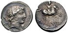 Roman Republic  P  Crepusius  82 Bc Silver Denarius  Apollo  Irredescent Toning 