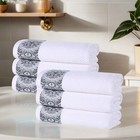 Medallion Cotton Hand Towels  Absorbent  Textured Jacquard Design  Quick-dry 