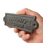 Small Cast Iron Naughty Corner Wall Decor Sign Rustic Antique Style 5 5 Inch