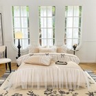 Soukechy Lace Ruffled Duvet Cover Set  Chic Bedding With Cute Bow  Kids Twin    
