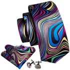 Silk Neck Tie Men Cufflinks Handkerchief Wedding Business Pocket Cravat Set