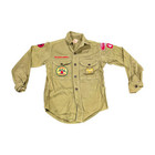 Vtg 60s Boy Scouts Of America Button Up Long Sleeve Patches Shirt Boys L