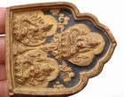 19c Chinese Tibetan Buddha Polychrome Painted Tsa Tsa Clay Pottery Plaque Tablet