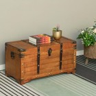 Rustic Large Wooden  Storage Trunk With Lockable Latch Black