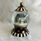 Mackenzie Childs Aurora Musical Farmhouse Snow Globe W  Courtly Check New M25-no