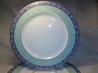 Limoges Dinner Plates Fine Porcelain 10 1 8  Rare Exquisite Cobalt Green Pair