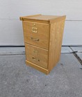 Vintage Industrial Mission Style Oak Wood Filing File Cabinet 2 Drawer Brass Q73