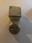 Vintage Avon Vanity Jar Pressed Glass Trinket Pot With Scroll Lid Gold And Box