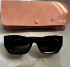 Miu Miu Sunglasses Mu 09ws 1ab5s0 Black Gold Dark Grey Lens Women Free Shipping 