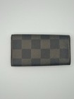 Louis Vuitton Damier Ebene Brown Leather 4 Key Case Check Pattern Logo