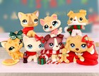 7pcs set Mini Pet Shop Lps Collie Dog And Cat Figure With Xmas Accessories Gift