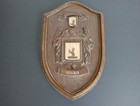 Vintage Halberts Coats Of Arms Crest Steckel Wood Wall Plaque
