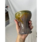 Set Of Two Vintage Signed Glazed Pottery Ceramic Chalice Mug Planters 