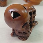 Antique Skull Netsuke Signed Ishikawa Boxwood Carving Edo Style Zen Memento Mori