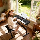 61 Key Portable Electric Keyboard Piano With Stand Stool Speakers Led