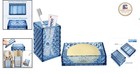 Elegant 2pc Blue Bathroom Accessories Set  Soap Dispenser   Toothbrush Holder