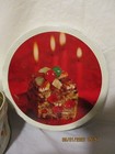 Vintage Fruit Cake Tin W picture Of Sliced Fruitcake   Red Candles On Lid