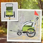 2-seat Kid Bicycle Trailer With Windows And Canopy Coupler Attachment  Green