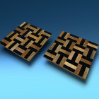 Lot 2 X Wooden Marquetry Trivets 8  Square Geometric Inlay Modern Designer Style