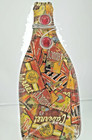 Flatten Glass Wine Bottle Shape Decor Metal Glass 2 Stones 12  T