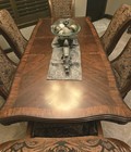7 Pc Brown Cherry Formal Dining Table   6 Matching Intricate Chairs 