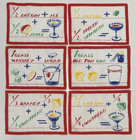 Vintage Cocktail Napkins Mcm Illustrated Cocktail Recipes Set 6