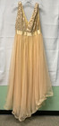Mwt Ever-pretty High-low Sequin Tule Formal Drees Gold Size  Us 18