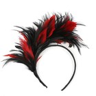 Black Red Feather Headband Fascinator Hats For Women 1920s Headpiece For