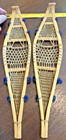 Pair Of Mini Native Ojibwa Snowshoes - Rawhide Weaving With Decorative Pompoms