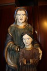 Antique 19th 27  Wood Hand Carved Saint Anne Mother Of Virgin Mary Statue Figure
