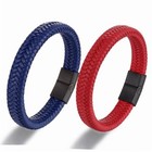 Black Leather Bracelets - Steel Magnetic Clasp Wristbands Men Fashion Jewelry