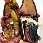 Dragon Wizard Sculpture Figurine Gothic Legends Crystal Ball Painted Statue