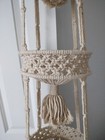 Cream Macrame Three Tier Plant Hanger Boho Woven 70 s Hanging Hippie