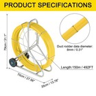 Duct Fish Tape Fiberglass 8mm 150m 492ft Wire Cable Running Rod Yellow