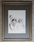 Original Small Signed Framed Vintage Pencil Drawing