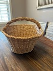 Vintage Large Wicker Oval Basket With Handle Woven Gathering Market Boho Storage