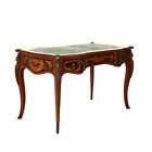 French Louis Xiv Style Mahogany   Figural Ormolu Leather Top Three-drawer Desk