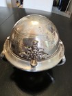 Vintage Silverplate Sheridan Silver Co Roll Top Butter cheese Dish With Glass