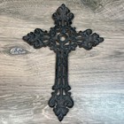Wall Cross Heavy Cast Iron Victorian Style Filigree Rustic Decor Set Of 2