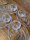 Vintage Federal Glass Snack Set Mid-century Homestead Pattern Plates   Cups
