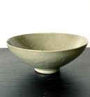 Antique Korean Ceramic Bowl With Carved Design Goryeo Dynasty