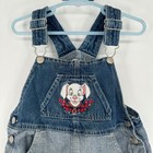 Vintage Disney 102 Dalmatians Denim Overall Dress Kids Size 4 5 Blue Embroidered