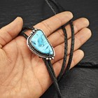 Native American Sterling Silver Blue Sleeping Beauty Turquoise Bolo Tie Necklace
