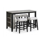 5pc Antique Black Counter Height Dining Set Table   4 Stools