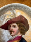 Antique Portrait Cabinet Plate 17th Century Cavalier Gold Gilt Rim Porcelain