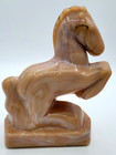 Vintage Le Smith Almond Nouveau Slag Glass Rearing Horse Bookends Pair Mcm