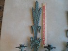 Pair Vintage Brass 15  Tall Wheat Design Wall Sconces Candle Stick Holders