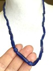 Vintage Faceted Antique Russian Blue  Glass Trade Beads  Necklace