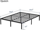 14 Inch Metal Bed Frame Queen Size No Box Spring